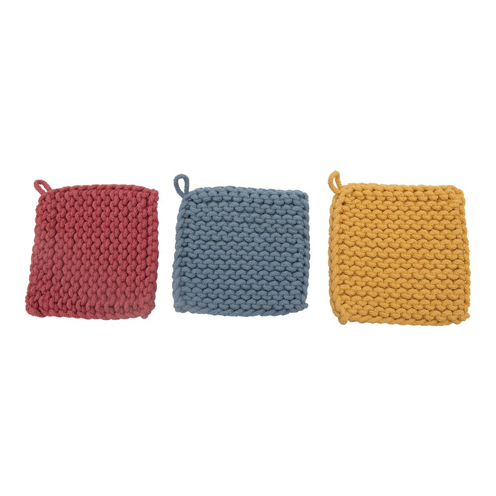 Crocheted Pot Holder - Thick Cotton - 8-in Square - Mellow Monkey