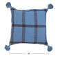 Jumbo Woven Recycled Cotton Blend Grid Pattern Pillow - Blue - 24-in Square - Mellow Monkey