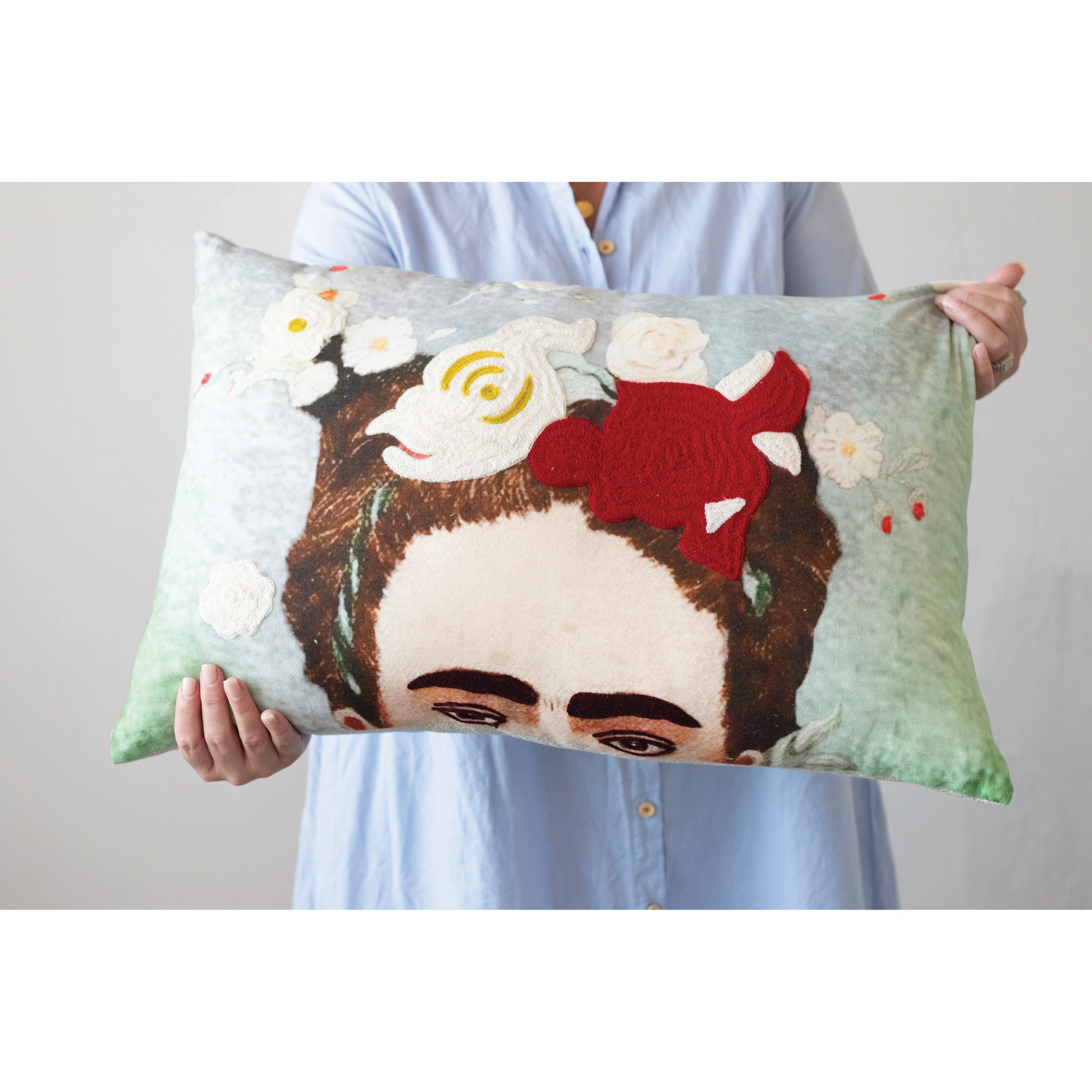 Cotton Frida Kahlo Lumbar Pillow - 26-in - Mellow Monkey