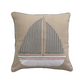 Cotton Pillow with Appliqued Boat and Striped Piping - 20-in - Mellow Monkey