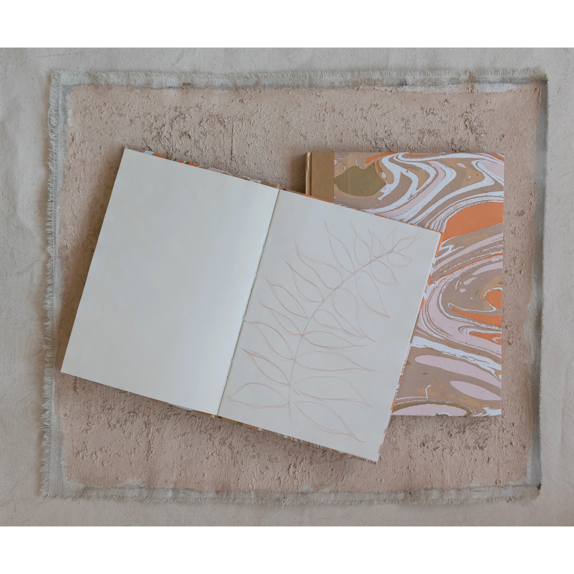 Handmade Recycled Marbled Paper Notebook - 10-in - Mellow Monkey
