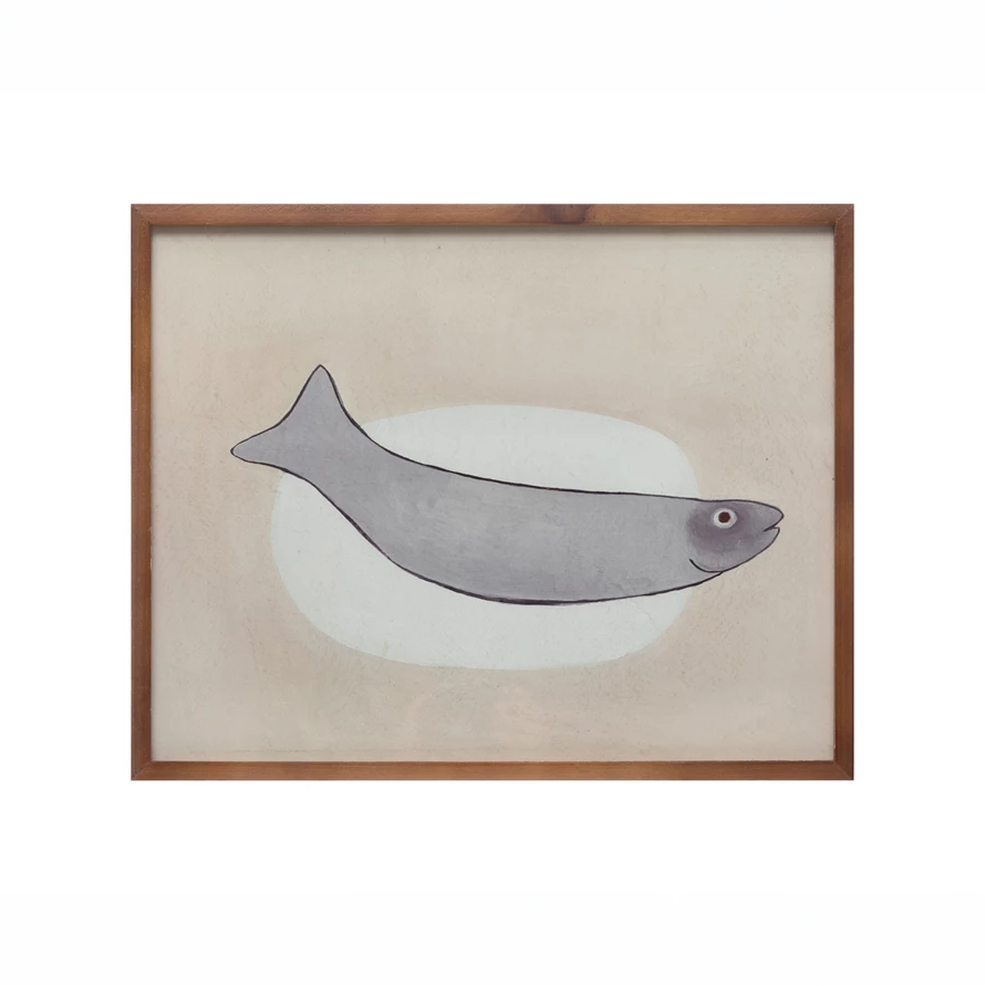 Fir Wood Framed Fish Wall Décor - 19-1/2-in - Mellow Monkey