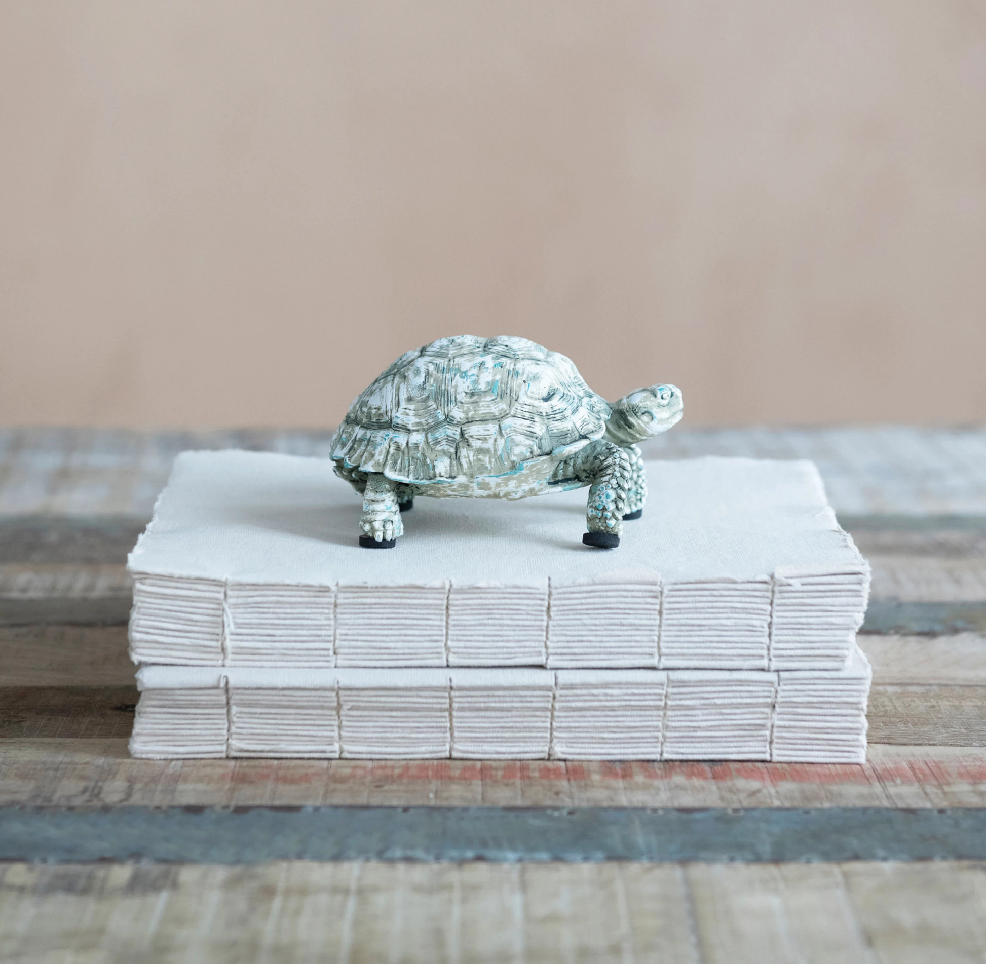 Turtle Figure with Distressed Verdigris Finish - 5-in - Mellow Monkey