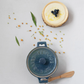 Stoneware Brie Baker with Bamboo Spreader - Blue - 7-in - Mellow Monkey