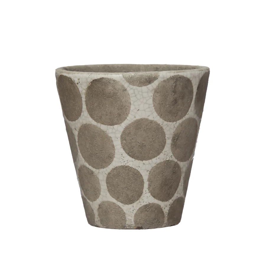 Terra-Cotta Planter with Wax Relief Dots - 4-3/4-in - Mellow Monkey