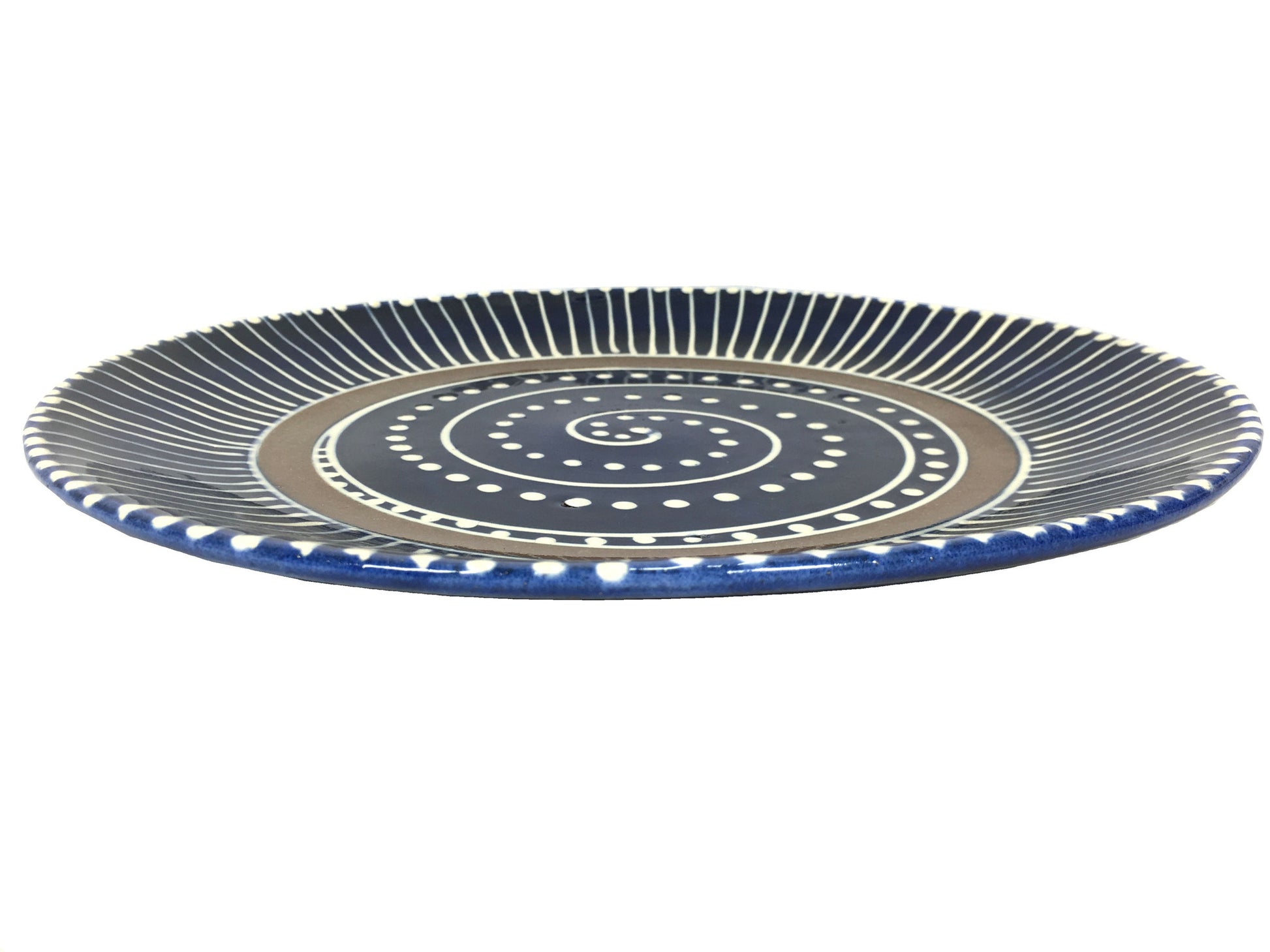 Earthworks Handmade Pottery - Round Serving Plate (Bajan Blue) - Mellow Monkey