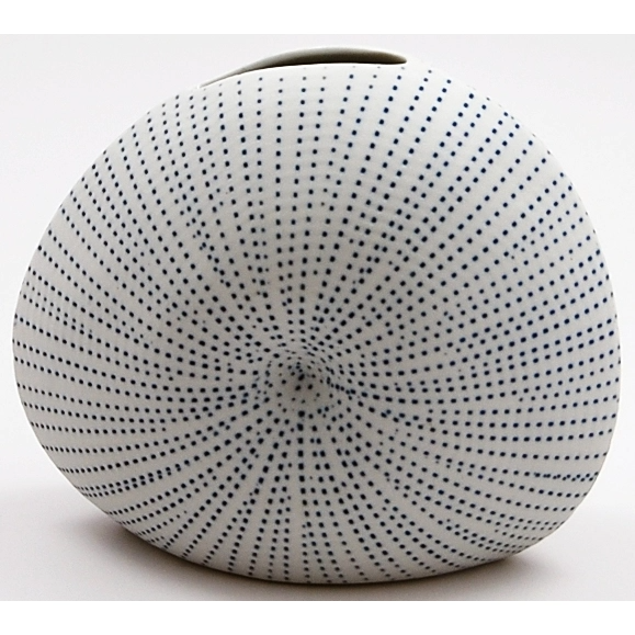 Diva Round Porcelain Bud Vase - Blue On White - 4.72"W x 4"H - Mellow Monkey