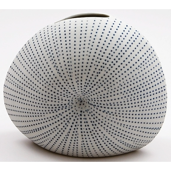 Diva Round Porcelain Bud Vase - White With Blue Dots - 4.72"W x 4"H - Mellow Monkey