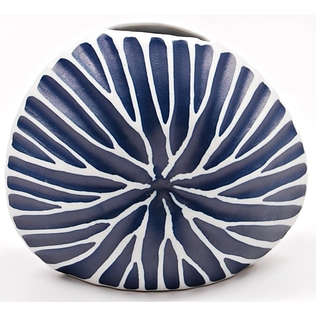 Diva Round Porcelain Bud Vase - Blue - 4.72"W x 4"H - Mellow Monkey