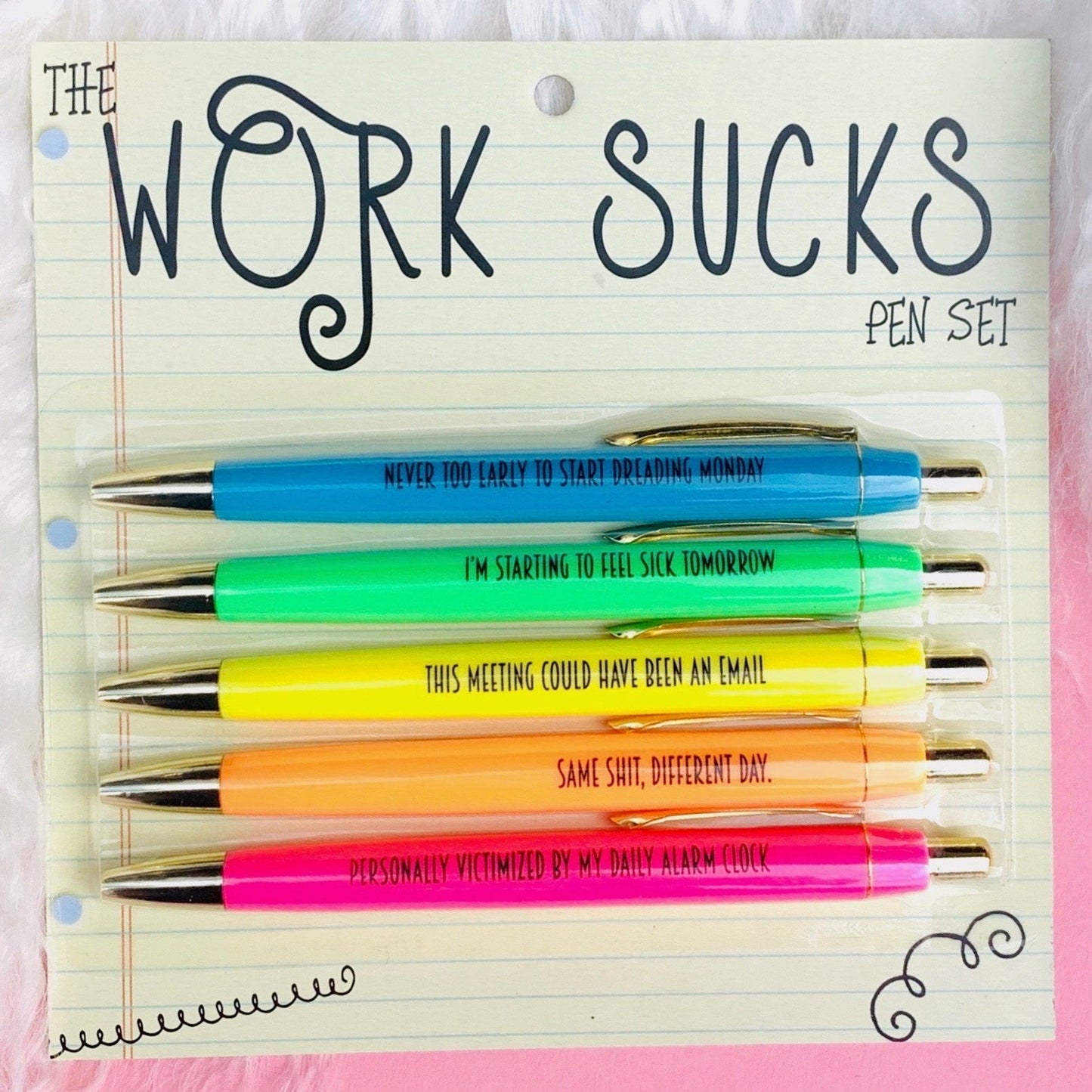 The Work Sucks Pen Set - Set of 5 - Mellow Monkey