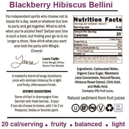 Blackberry Hibiscus Bellini Sparkling Non-Alcoholic Cocktail - 750ml - Mellow Monkey