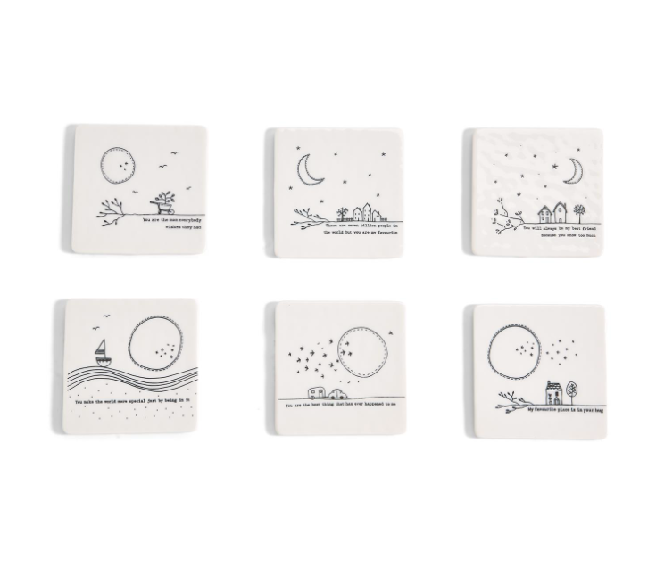 Inspirational Porcelain Coasters - 4-in Square - Mellow Monkey