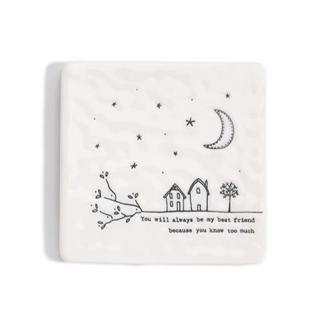 Inspirational Porcelain Coasters - 4-in Square - Mellow Monkey