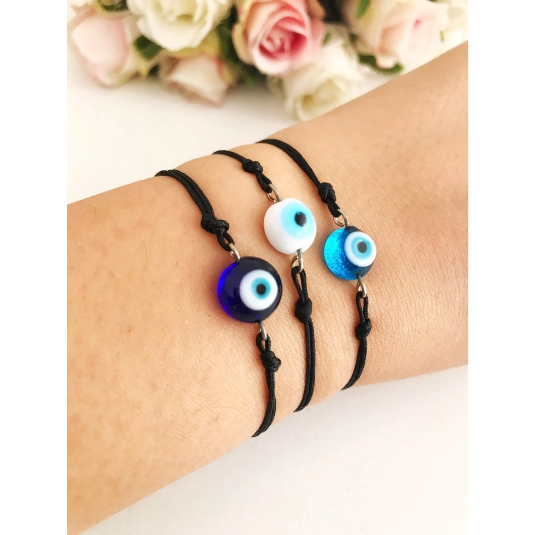 Murano Glass Evil Eye Bracelet - Blue - Mellow Monkey