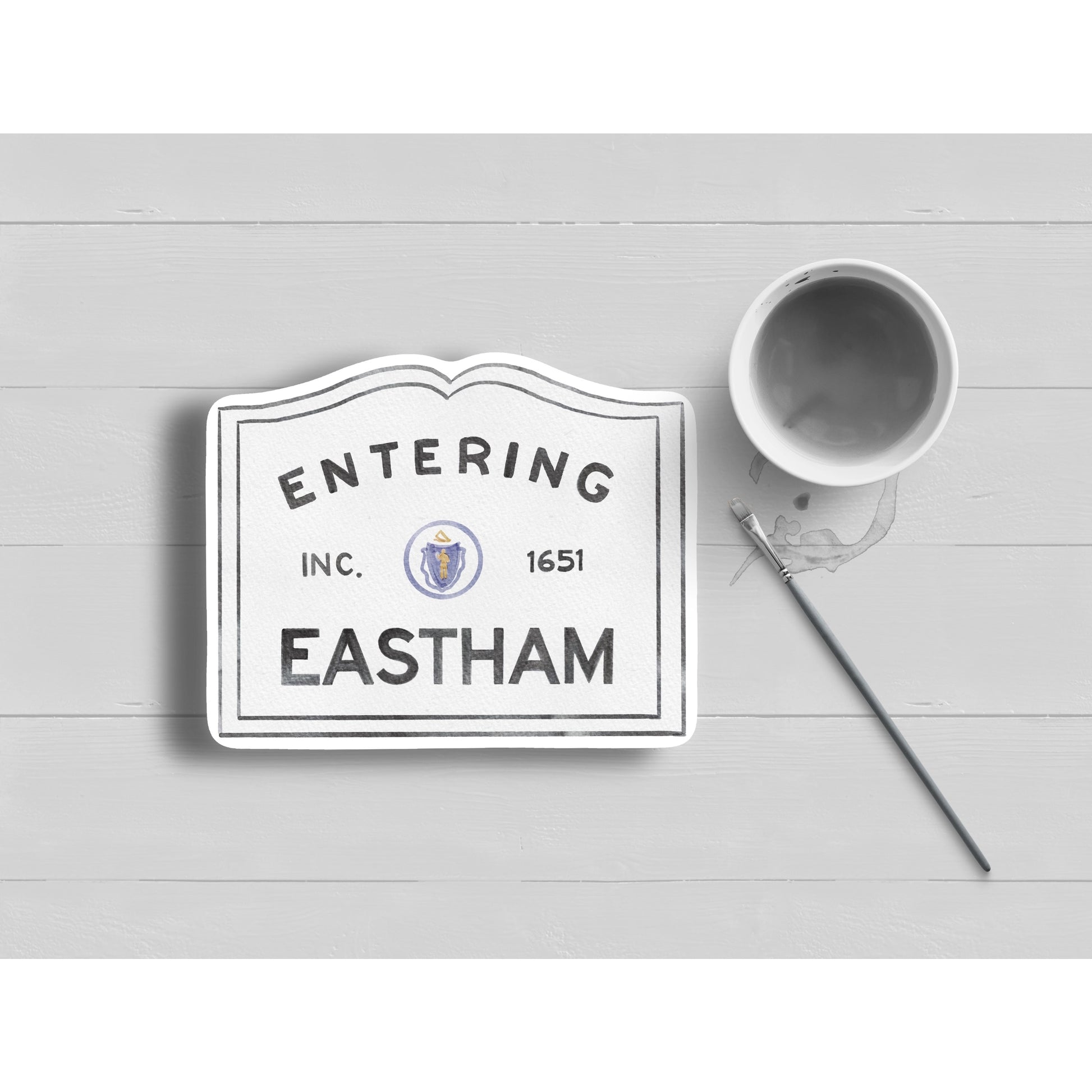 Entering Eastham Sign Watercolor Sticker - Mellow Monkey