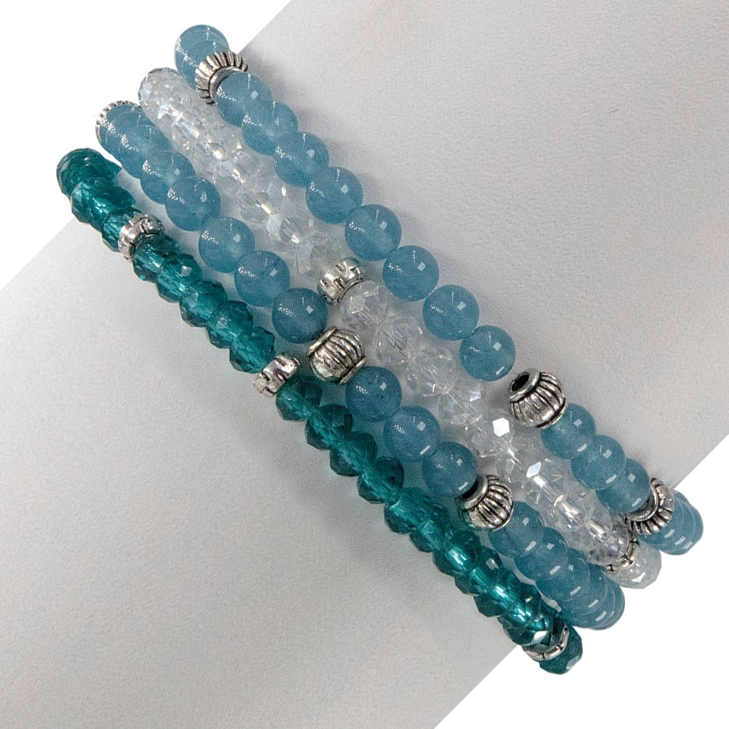 Mini Gemstone and Crystal Bracelet Set - Angelite - Mellow Monkey
