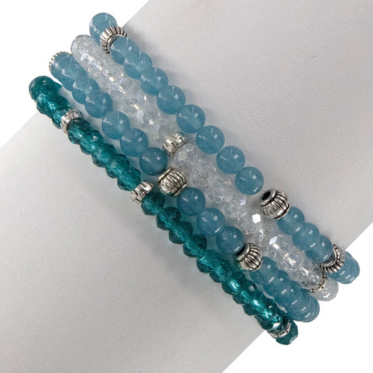 Mini Gemstone and Crystal Bracelet Set - Angelite - Mellow Monkey