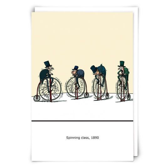 Spinning Class, 1890 - Humorous Birthday All Occasion Greeting Card - Mellow Monkey