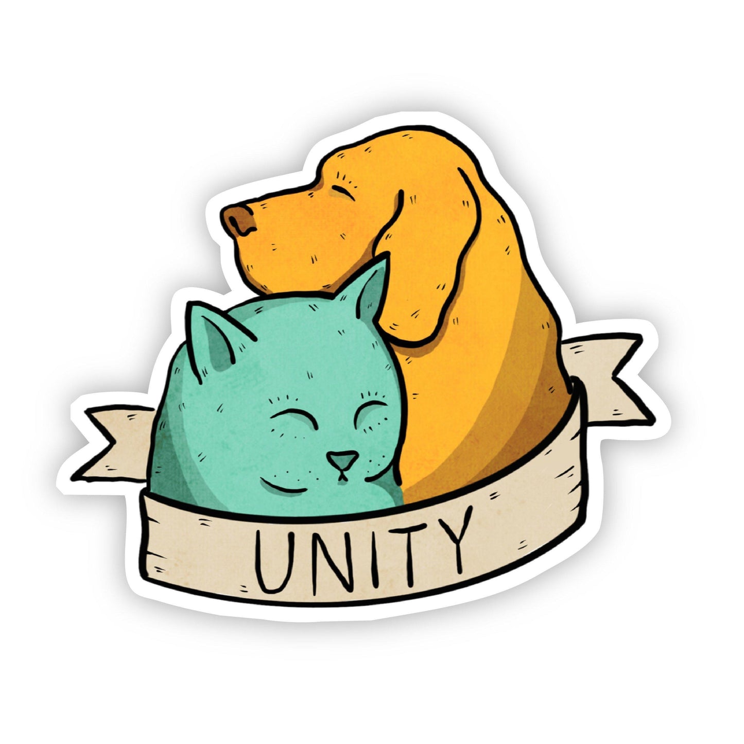 Unity Dog and Cat - Vinyl Decal Sticker - Mellow Monkey