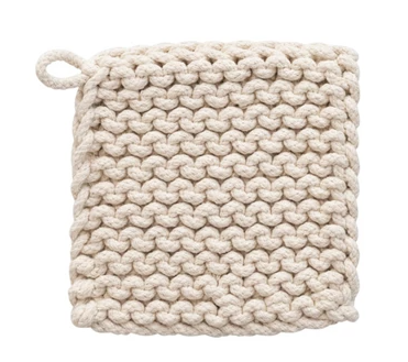 Crocheted Pot Holder - Thick Cotton - 8-in Square - Mellow Monkey