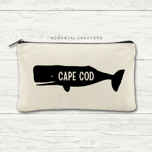 Cape Cod Whale Canvas Multi-Purpose Zipper Bag (Unlined) - Mellow Monkey