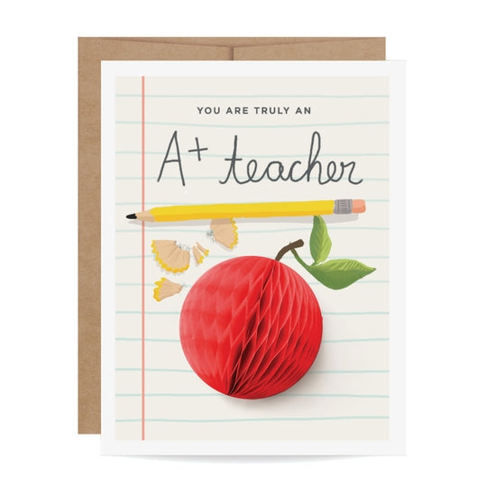 A+ Teacher - Pop-up Greeting Card - Mellow Monkey