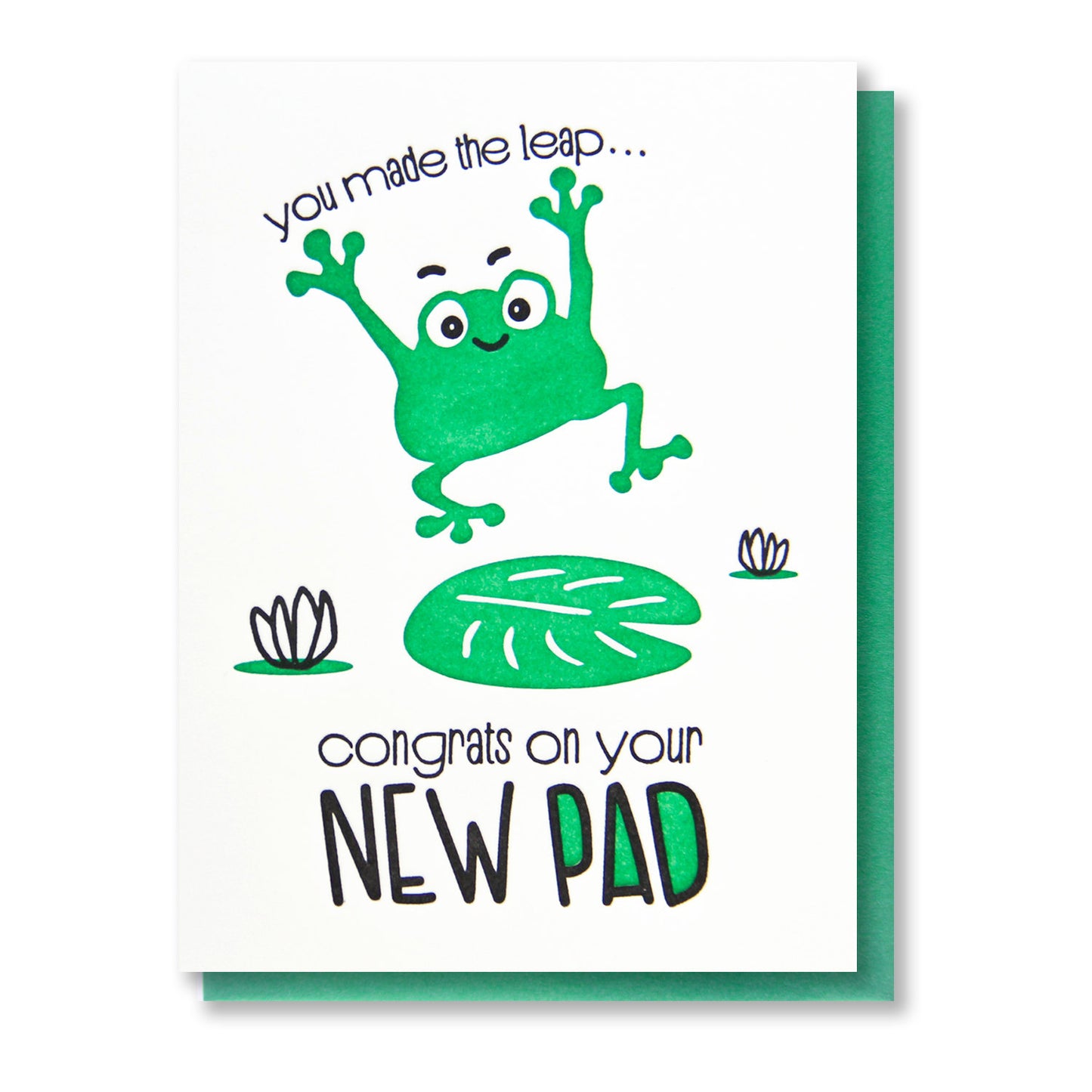 You Made The Leap... Congrats On Your New Pad - Housewarming Handlettered Illustration Letterpress Card - Mellow Monkey