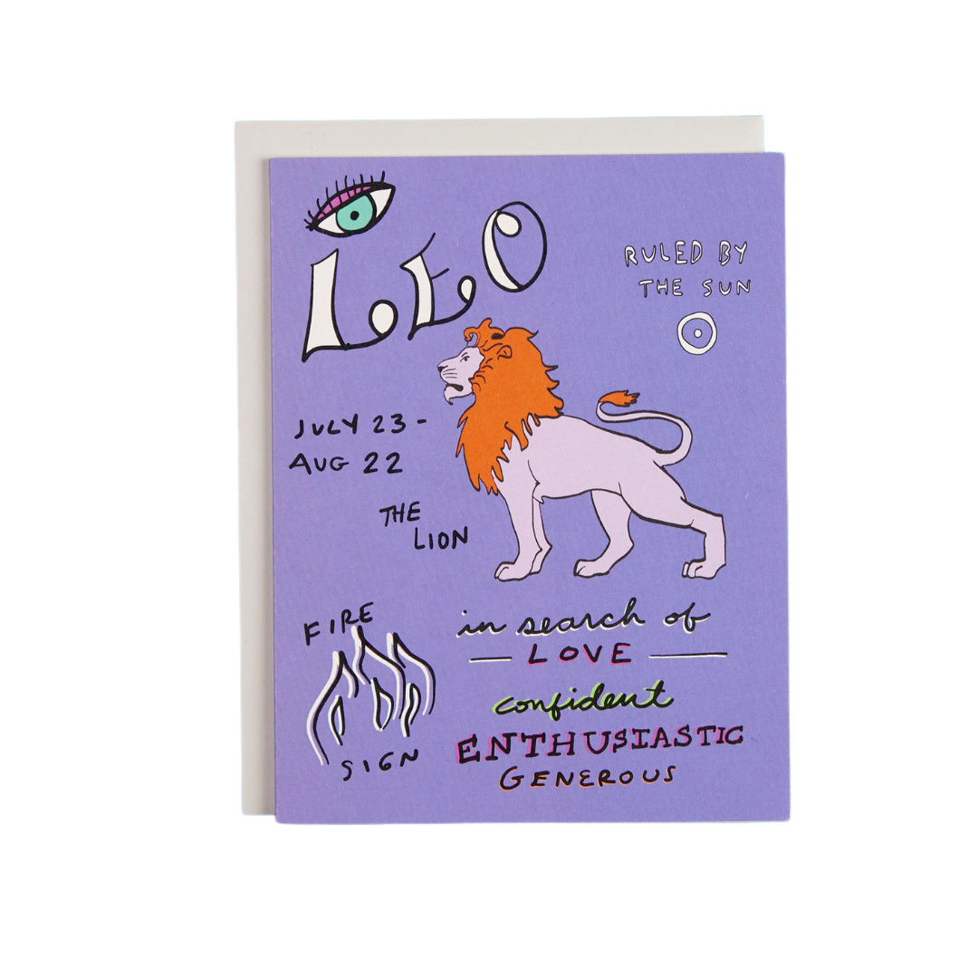 Zodiac Astrology Birthday Greeting Card - Leo (July 23 - Aug 22) - Mellow Monkey