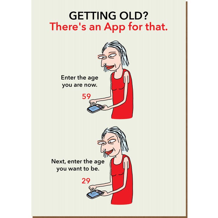 Getting Old? There's An App For That - Birthday Greeting Card - Mellow Monkey