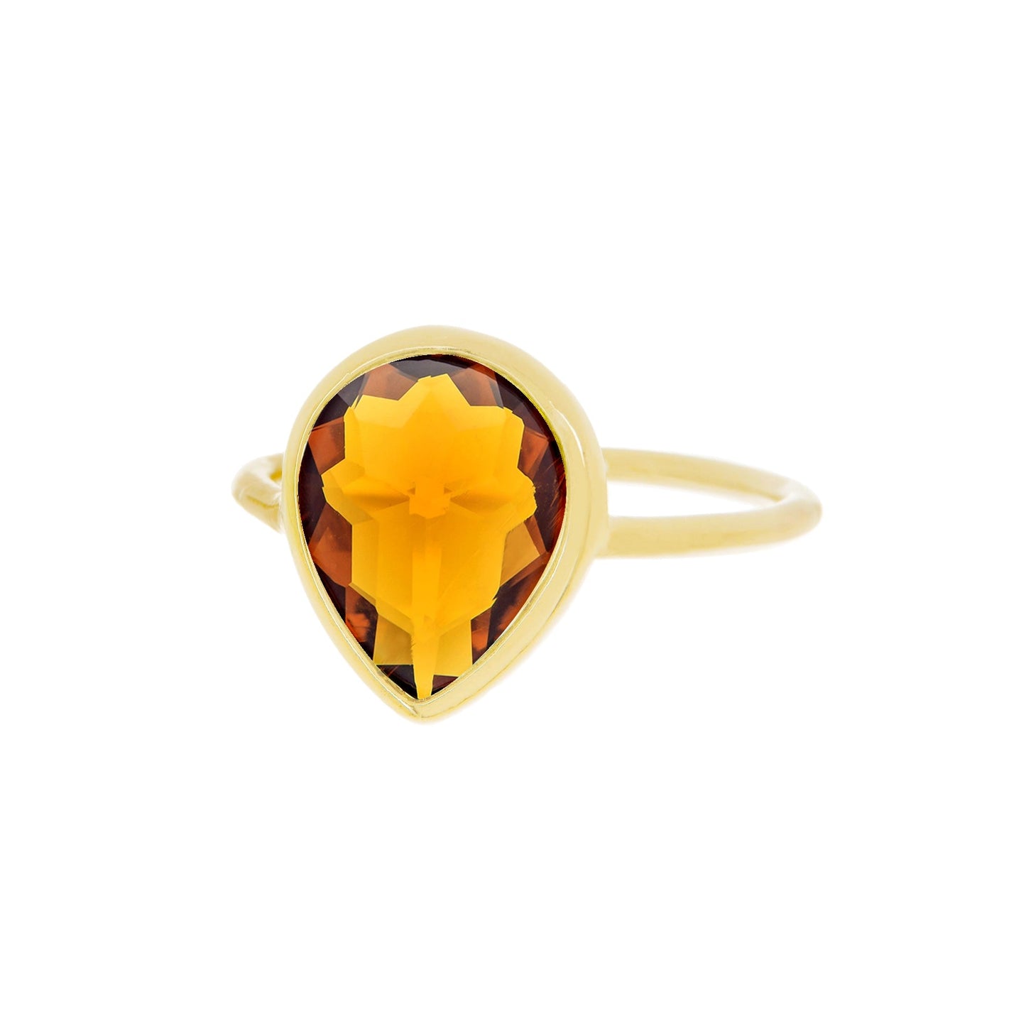 Amber Crystal Pear Ring in 14k - Size 8 - Mellow Monkey