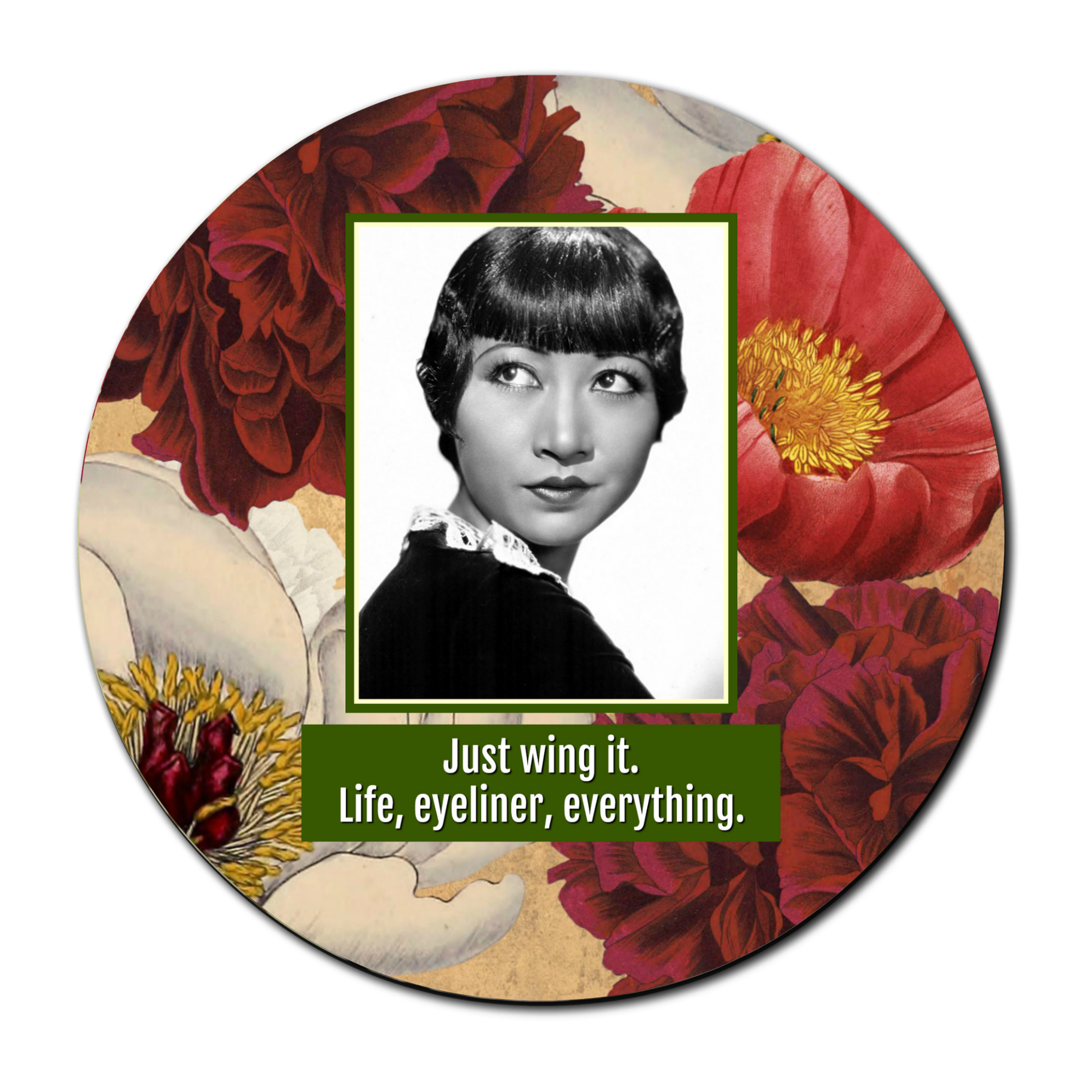 Just Wing It. Life, Eyeliner, Everything - Compact Pocket Mirror - 3-in - Mellow Monkey
