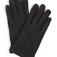 Cable Knit Glove with Vegan Leather Piping Detail, Flexible Micro Suede Palm and Touch Screen Finger - Mellow Monkey