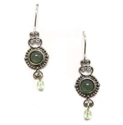 Silver Forest of Vermont Aventurine Green Stone Dangle Earrings - Mellow Monkey