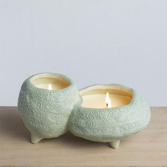 Sill Ceramic Tiered Vessel with Dual Complementary Scents - Cactus Coast & Mango Leaf - Mellow Monkey