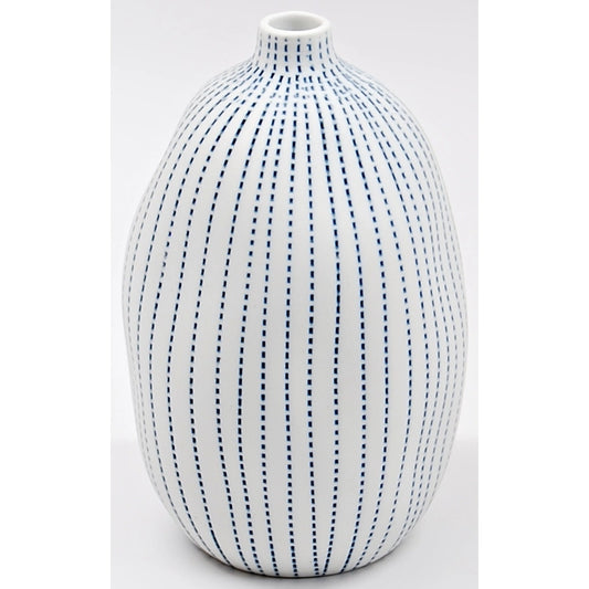 Gugu Porcelain Bud Vase - White With Blue Dots - 3.14"W x 4.94"H - Mellow Monkey