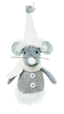 Winter Fabric Mouse Ornament - Gray - Mellow Monkey