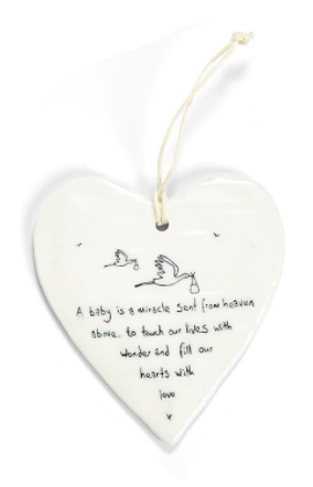 Sweet Baby Ceramic Heart with Embossed Sentiment - 3-3/4-in - Mellow Monkey