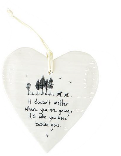 Ceramic Heart with Embossed Sentiment - 3-3/4-in - Mellow Monkey