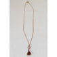 Wood, Glass and Metal Bead Jean Necklace with Beaded Tassel - Mellow Monkey