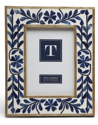 Indigo Flower Bone Inlay 5" x 7" Photo Frame - Mellow Monkey