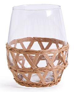 Hand-Woven Lattice Stemless Wine Glass - 16-oz - Mellow Monkey