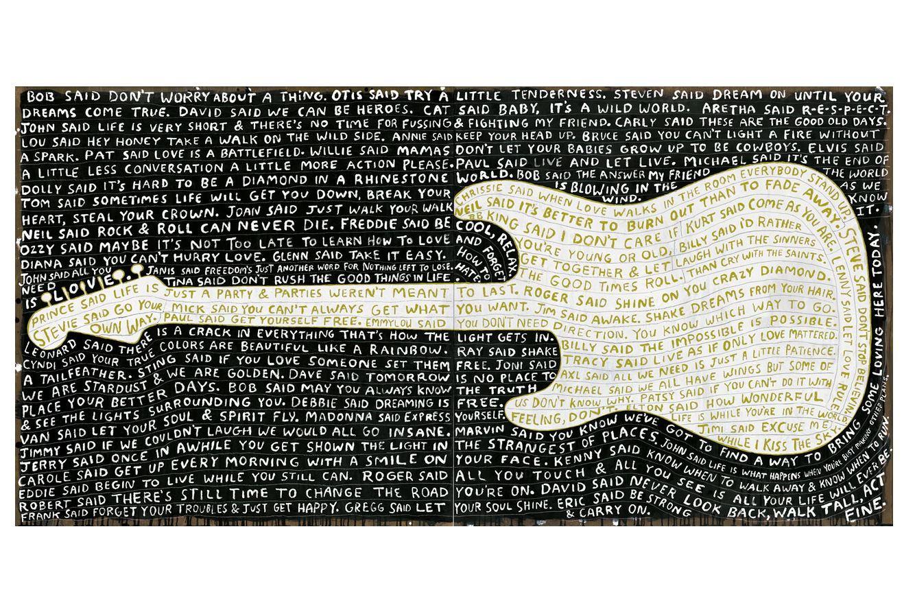 Sugarboo - Legends - 46x23 Chartreuse Two Piece Gallery Wrap Panel Statement Wall Art - Black Background - Mellow Monkey