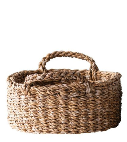 Hand-Woven Seagrass Basket with Handle - Mellow Monkey