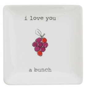 Stoneware Wine Tidbit Dish - I Love You A Bunch - 4-in - Mellow Monkey