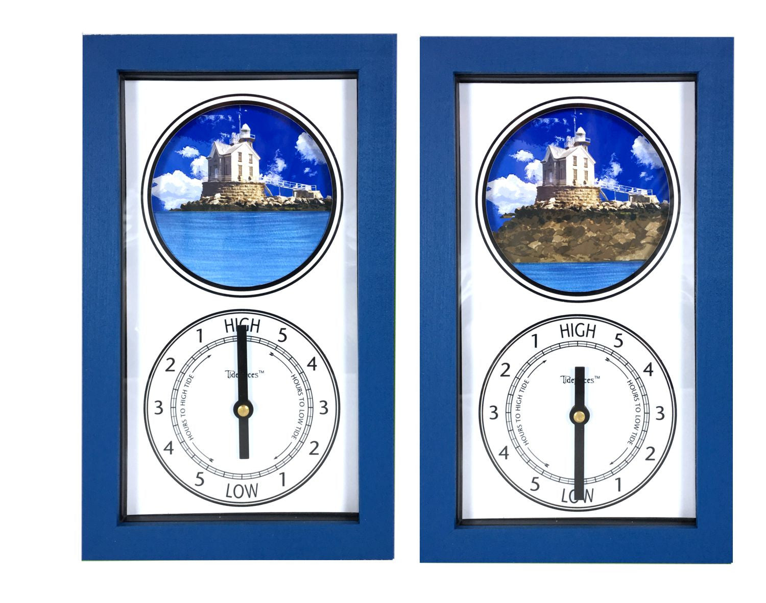 Tidepieces by Alan Winick - Stratford Shoal (Middle Ground) Lighthouse Long Island Sound - Tide Clock - Blue - Mellow Monkey