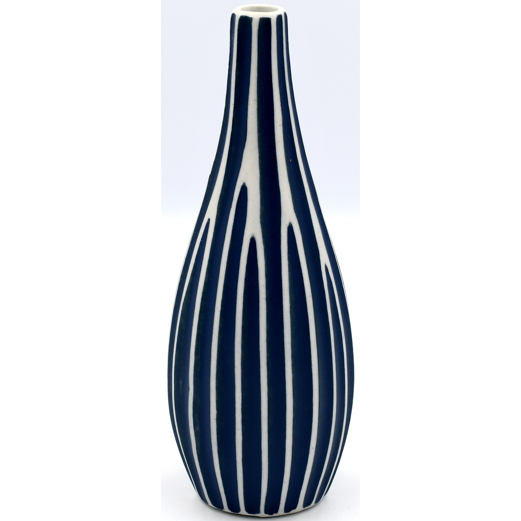 Modo Mini Porcelain Bud Vase - Blue And White - 2.36"W x 6.30"H - Mellow Monkey