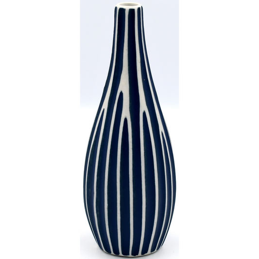 Modo Mini Porcelain Bud Vase - Blue And White - 2.36"W x 6.30"H - Mellow Monkey