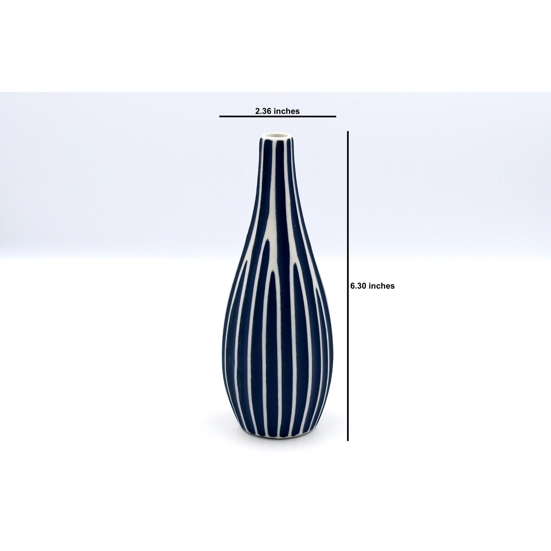 Modo Mini Porcelain Bud Vase - Blue And White - 2.36"W x 6.30"H - Mellow Monkey