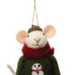 Felt Mouse in Hat and Sweater Ornament - 4-1/2-in - Mellow Monkey