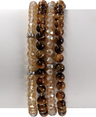 Mini Gemstone and Crystal Bracelet Set - Tiger Eye - Mellow Monkey